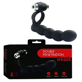Черная вибронасадка для двойного проникновения Double Penetration Beads