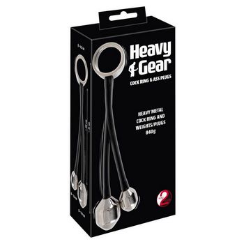 Эрекционное кольцо с 2 фигурными подвесами Heavy Gear cock ring   ass plugs