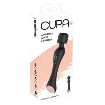 Черный вибромассажер с подогревом Cupa Warming Wand - 22,6 см.