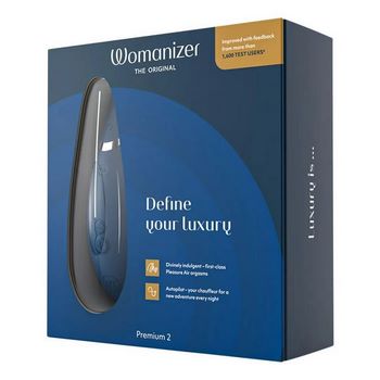 Синий клиторальный стимулятор Womanizer Premium 2