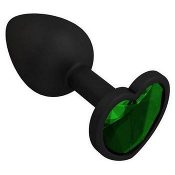 Черная силиконовая пробка с зеленым кристаллом - 7,3 см.