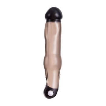 Закрытая фаллическая насадка на пенис с кольцом для фиксации  вибропулей