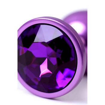 Фиолетовый анальный плаг с кристаллом фиолетового цвета - 7,2 см.