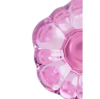 Розовая анальная втулка из стекла - 8,3 см.