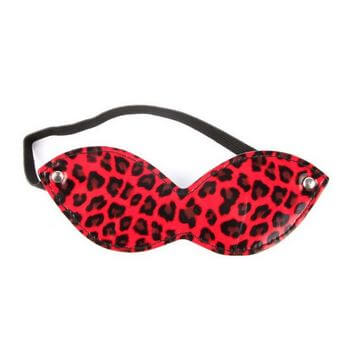 Красная маска на резиночке с леопардовыми пятнышками