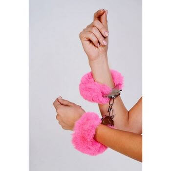Шикарные наручники с пушистым розовым мехом 