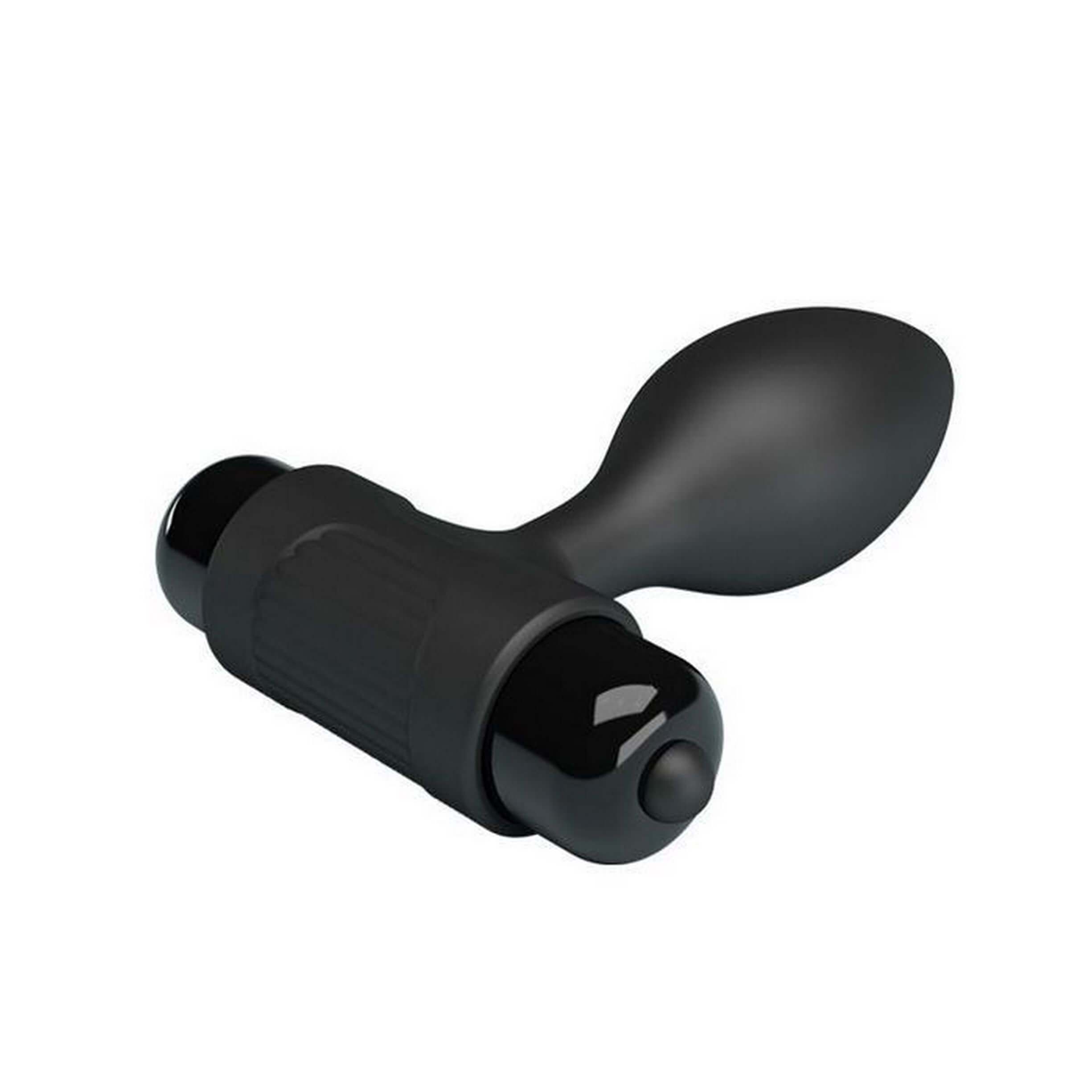 Черная анальная пробка с мощной вибрацией Vibra - 8,6 см.