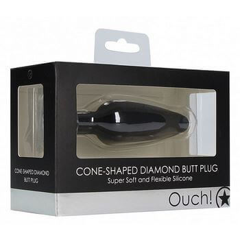 Черная анальная пробка Cone-Shaped Diamond Butt Plug - 9 см.