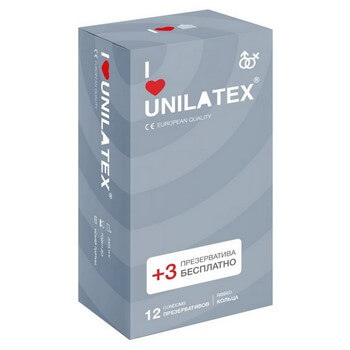 Презервативы Unilatex Ribbed 12+3 шт в подарок
