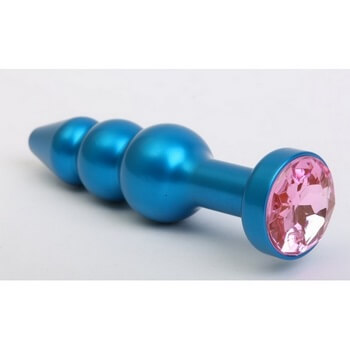 Пробка металл фигурная елочка синяя с розовым стразом 11,2х2,9см