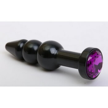 Пробка металл фигурная елочка черная с фиолетовым стразом 11,2х2,9см