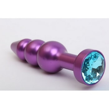 Пробка металл фигурная елочка фиолетовая с голубым стразом 11,2х2,9см