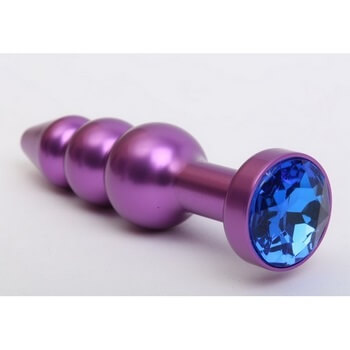Пробка металл фигурная елочка фиолетовая с синим стразом 11,2х2,9см