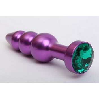 Пробка металл фигурная елочка фиолетовая с зеленым стразом 11,2х2,9см